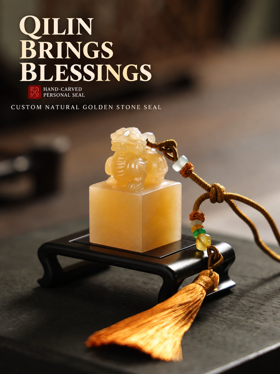 Yellow Qilin Chinese Name Seal