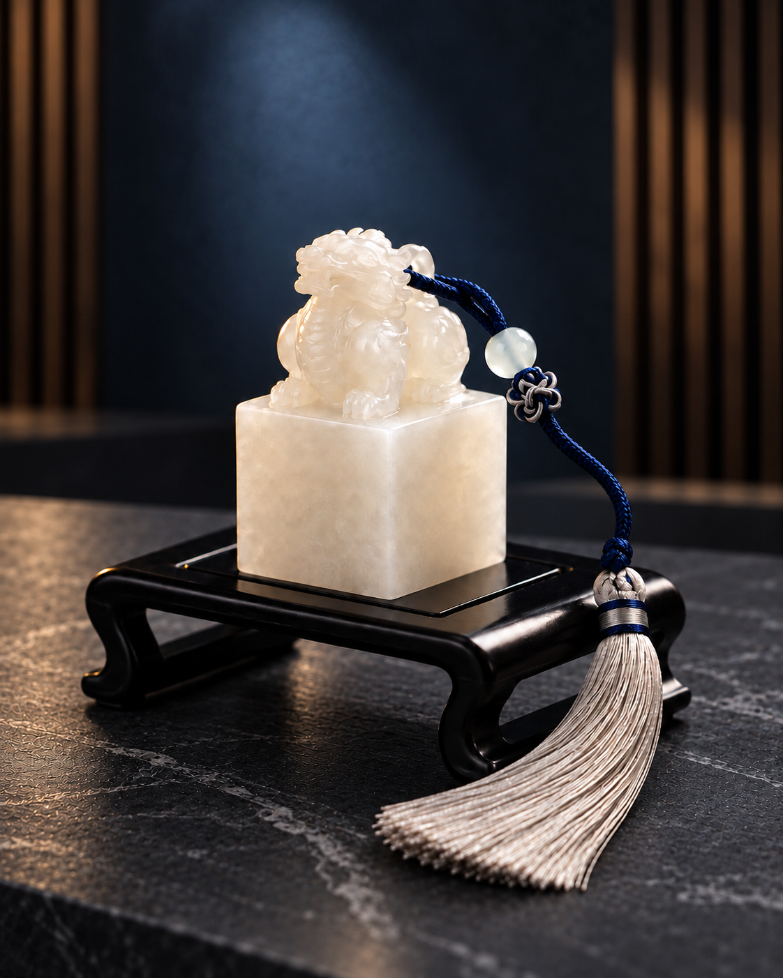 baise - Personalized Qilin Name Seal — Hand-Carved Natural Stone Stamp