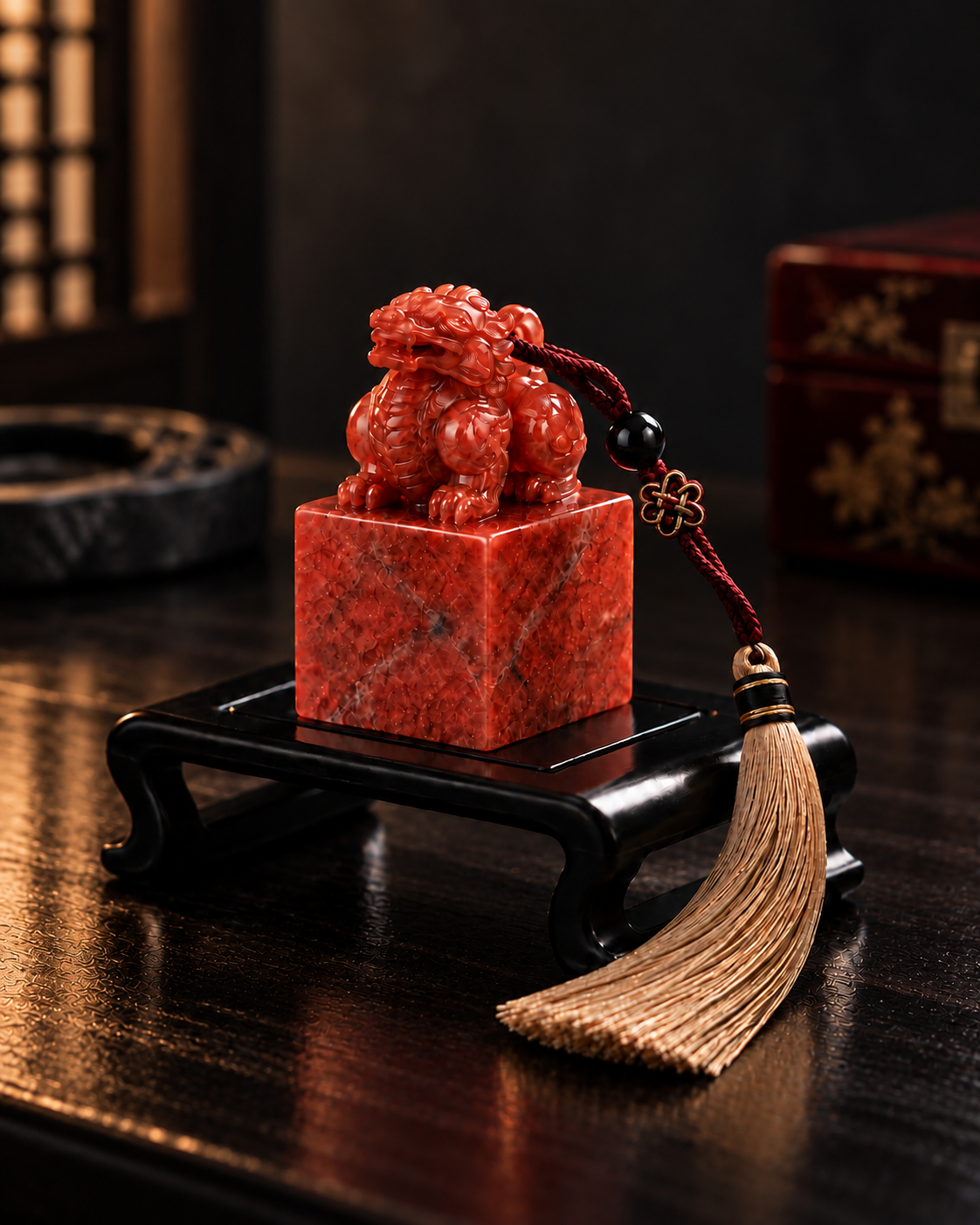 hognse - Personalized Qilin Name Seal — Hand-Carved Natural Stone Stamp
