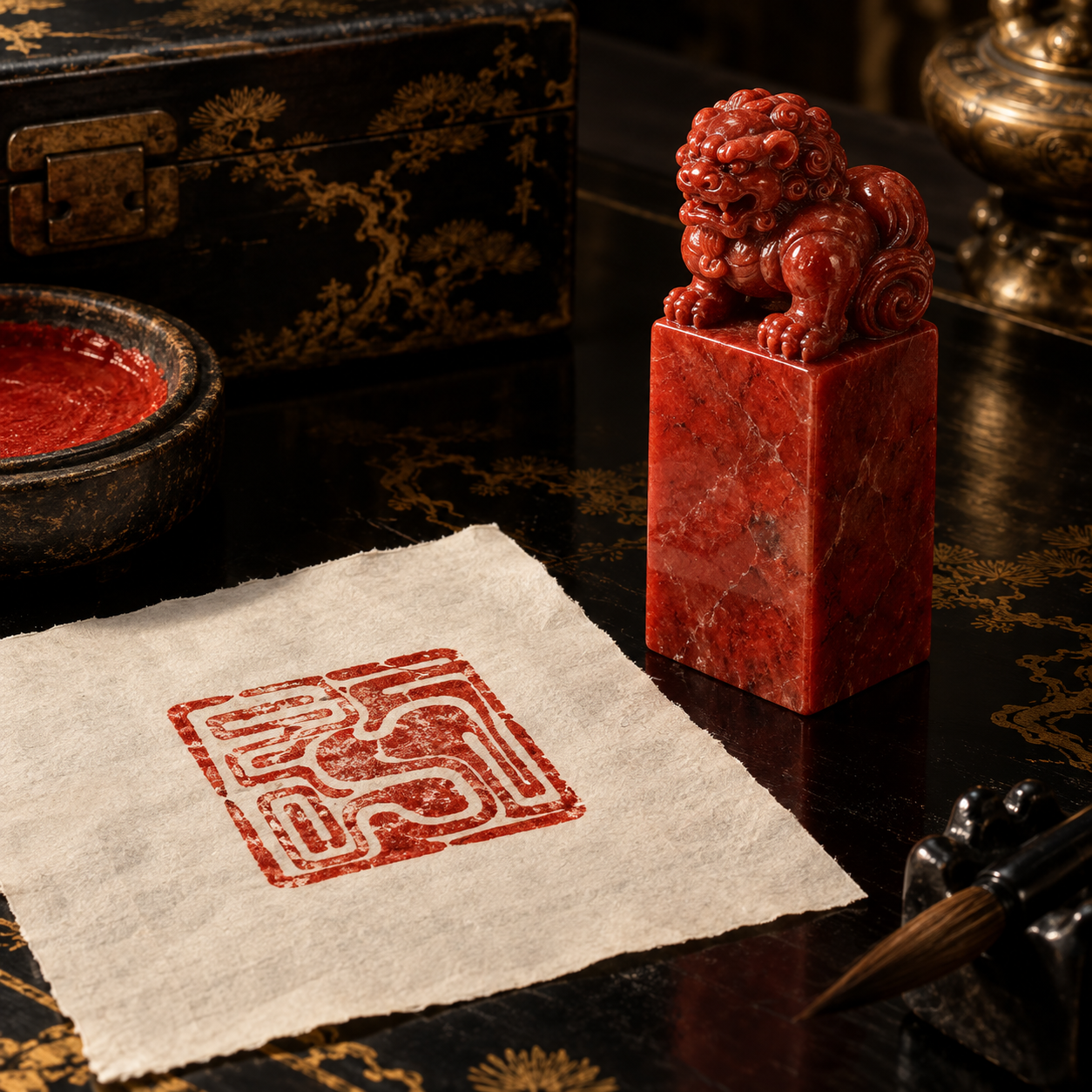 Cinnabar Red natural stone seal